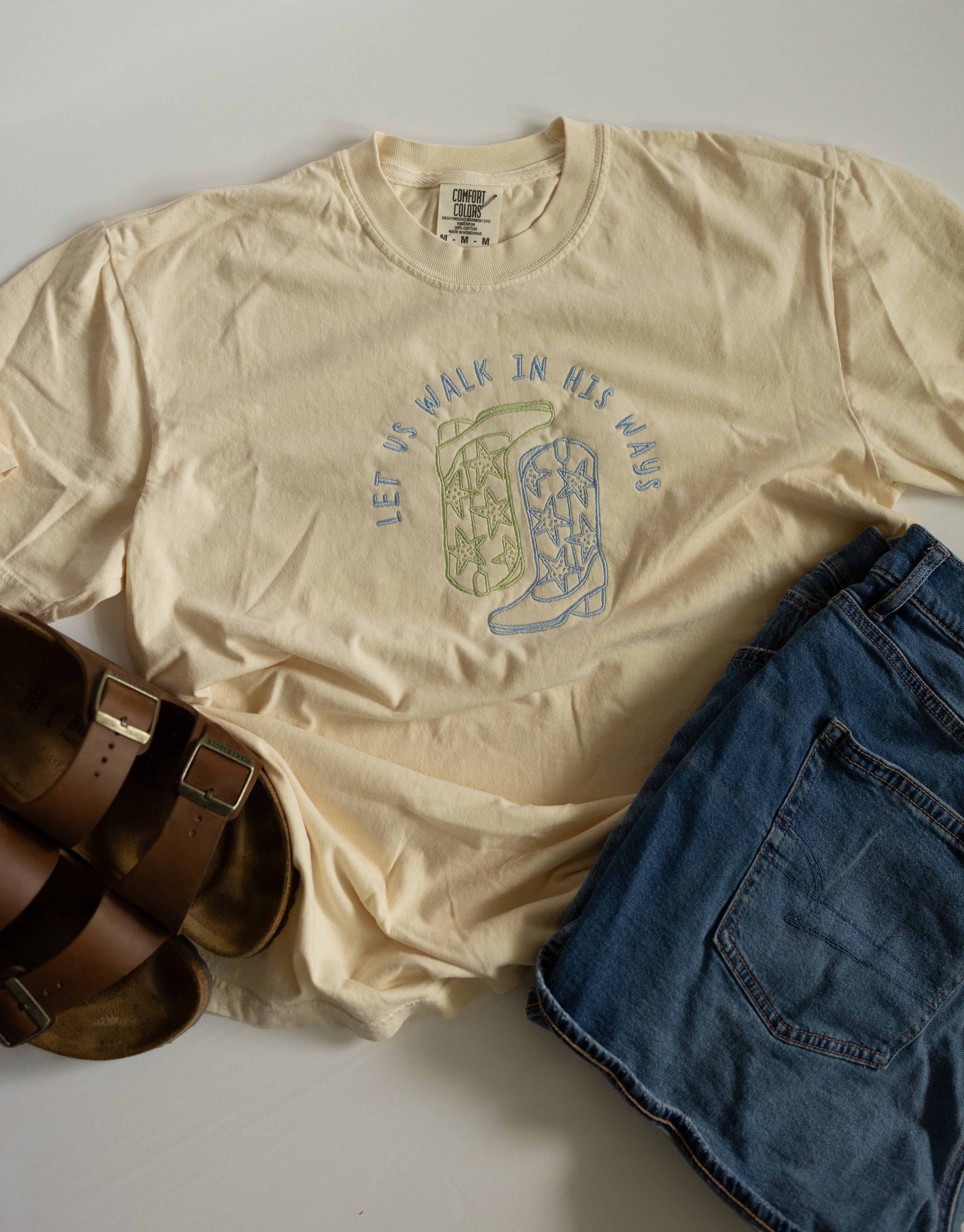 “Let Us Walk in His Ways” Embroidered Tee