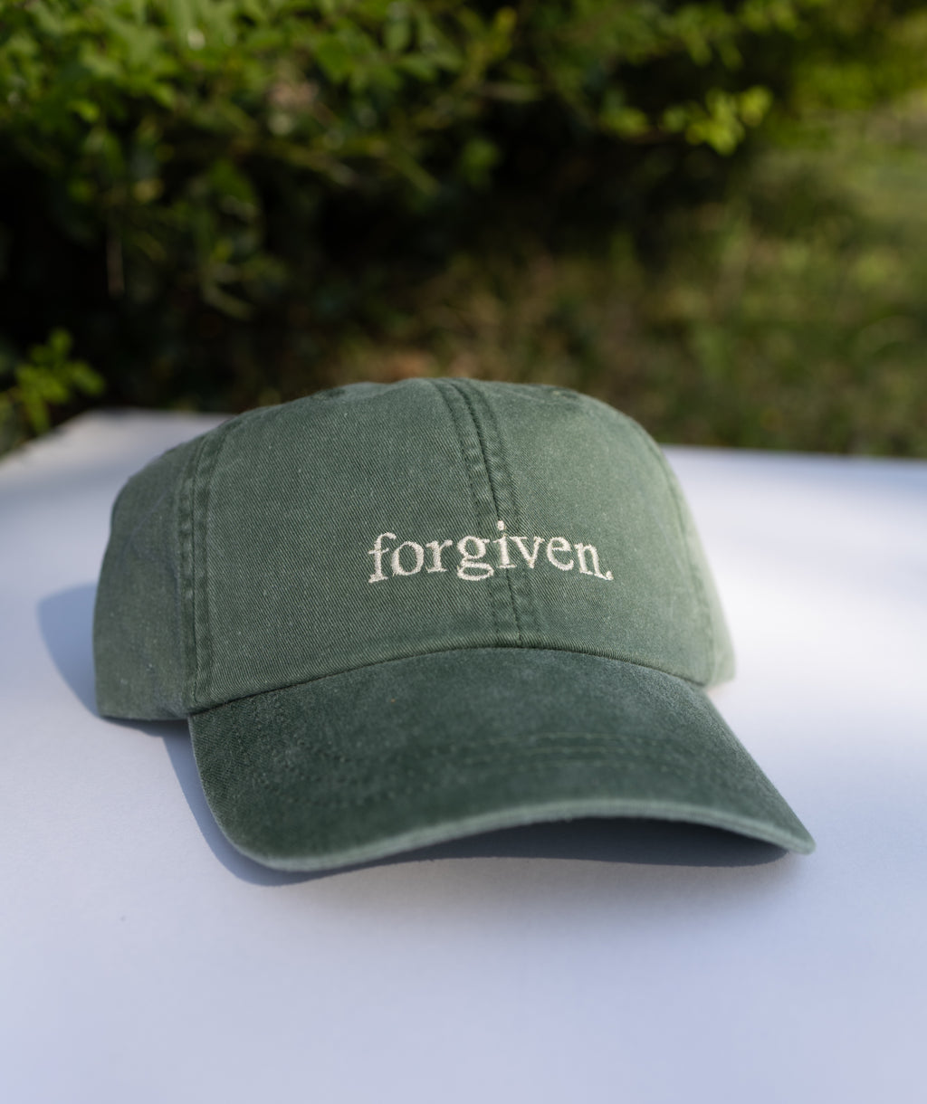 “Forgiven.” Hat – Washed Green Embroidered Cap